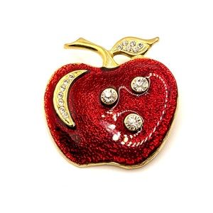 Vintage Apple Brooch Pin Pendant Teacher Gift Estate Jewelry 🍎 D038